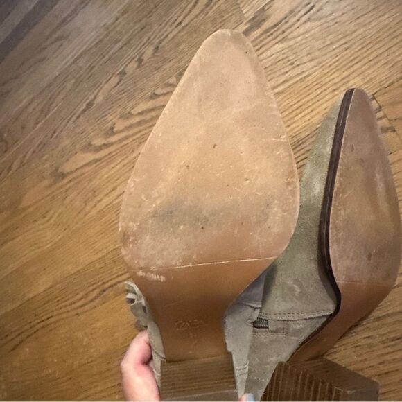 COPY - Zara Tan Boots Wedge Heel Size 37 Western Style Pointed Toe - Picture 9 of 11